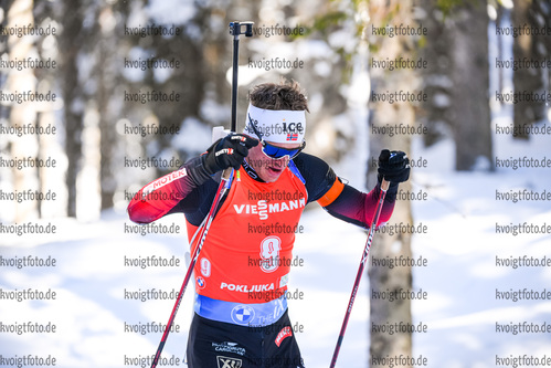 14.02.2021, xkvx, Biathlon IBU World Championships Pokljuka, Verfolgung Herren, v.l. Tarjei Boe (Norway) in aktion / in action competes