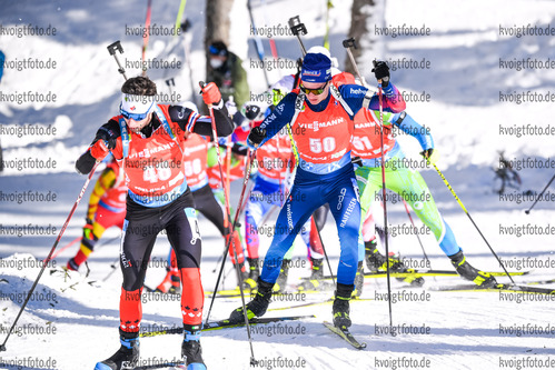14.02.2021, xkvx, Biathlon IBU World Championships Pokljuka, Verfolgung Herren, v.l. Niklas Hartweg (Switzerland) in aktion / in action competes