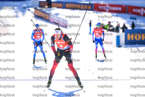 14.02.2021, xkvx, Biathlon IBU World Championships Pokljuka, Verfolgung Herren, v.l. Tarjei Boe (Norway) im Ziel / in the finish