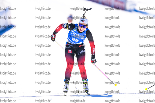 16.02.2021, xkvx, Biathlon IBU World Championships Pokljuka, Einzel Damen, v.l. Ingrid Landmark Tandrevold (Norway) im Ziel / in the finish