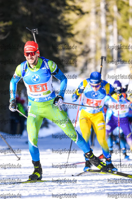 18.02.2021, xkvx, Biathlon IBU World Championships Pokljuka, Single Mixed Relay, v.l. Jakov Fak (Slovenia) in aktion / in action competes