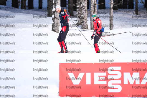 18.02.2021, xkvx, Biathlon IBU World Championships Pokljuka, Single Mixed Relay, v.l. Simon Eder (Austria) und Lisa Theresa Hauser (Austria) in aktion / in action competes