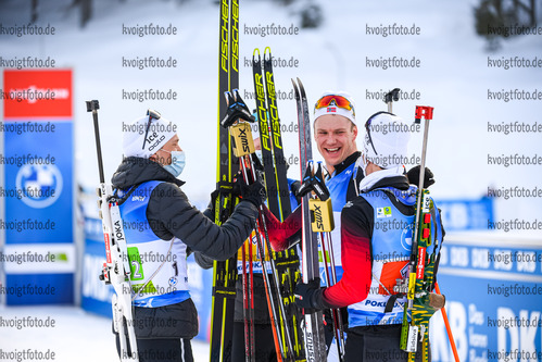 20.02.2021, xkvx, Biathlon IBU World Championships Pokljuka, Staffel Herren, v.l. Tarjei Boe (Norway), Johannes Thingnes Boe (Norway), Vetle Sjaastad Christiansen (Norway) und Sturla Holm Laegreid (Norway)  / 