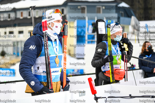 20.02.2021, xkvx, Biathlon IBU World Championships Pokljuka, Staffel Herren, v.l. Vetle Sjaastad Christiansen (Norway) und Tarjei Boe (Norway)  / 