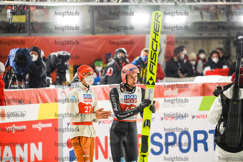 27.02.2021, xkvx, Nordic World Championships Oberstdorf, v.l. Constantin Schmid of Germany, Karl Geiger of Germany  /