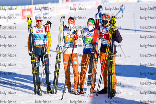 28.02.2021, xkvx, Nordic World Championships Oberstdorf, v.l. Vinzenz Geiger (Germany), Eric Frenzel (Germany), Fabian Riessle (Germany) und Terence Weber (Germany)  / 