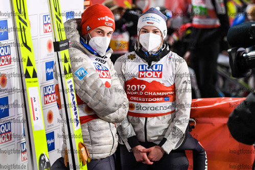 28.02.2021, xkvx, Nordic World Championships Oberstdorf, v.l. Markus Eisenbichler (Germany) und Anna Rupprecht (Germany)  / 