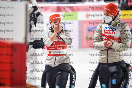 28.02.2021, xkvx, Nordic World Championships Oberstdorf, v.l. Katharina Althaus (Germany) und Markus Eisenbichler (Germany)  / 
