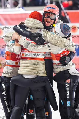 28.02.2021, xkvx, Nordic World Championships Oberstdorf, v.l. Markus Eisenbichler (Germany), Katharina Althaus (Germany), Karl Geiger (Germany) und Anna Rupprecht (Germany)  / 