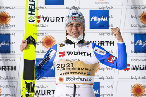 03.03.2021, xkvx, Nordic World Championships Oberstdorf, v.l. Maren Lundby of Norway bei der Siegerehrung / at the medal ceremony