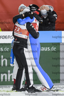 03.03.2021, xkvx, Nordic World Championships Oberstdorf, v.l. Anna Odine Stroem of Norway und Maren Lundby of Norway jubelt / celebrates