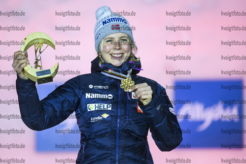 03.03.2021, xkvx, Nordic World Championships Oberstdorf, v.l. Maren Lundby of Norway bei der Siegerehrung / at the medal ceremony