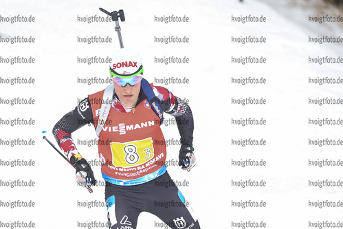 05.03.2020, xsoex, Biathlon IBU Weltcup NoveMesto na Morave, Staffel Herren, v.l. Felix Leitner (Austria) in Aktion / in action competes