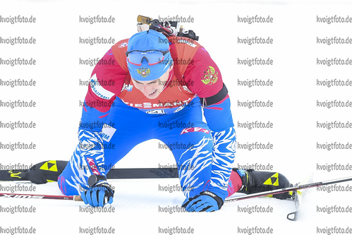 05.03.2020, xsoex, Biathlon IBU Weltcup NoveMesto na Morave, Staffel Herren, v.l. Eduard Latypov (Russia) im Ziel / in the finish