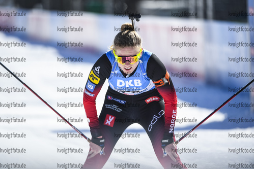 06.03.2020, xsoex, Biathlon IBU Weltcup NoveMesto na Morave, Sprint Damen, v.l. Ragnhild Femsteinevik (Norway) im Ziel / in the finish