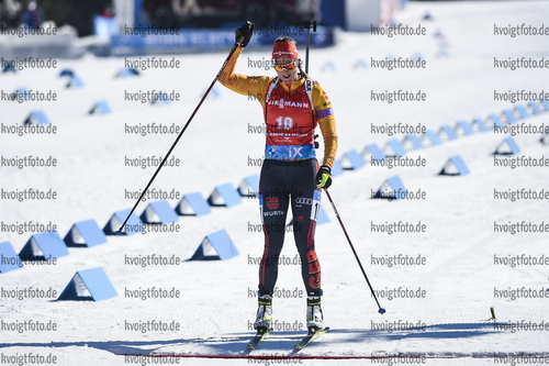 07.03.2020, xsoex, Biathlon IBU Weltcup NoveMesto na Morave, Verfolgung Damen, v.l. Denise Herrmann (Germany) im Ziel /  in the finish