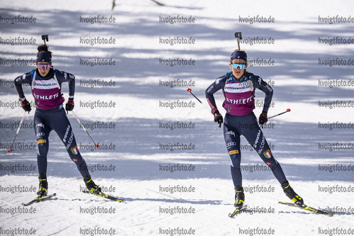 09.03.2020, xkvx, Biathlon IBU Cup Obertilliach, Training Herren und Damen, v.l. Rebecca Passler (Italy) und Hannah Auchentaller (Italy)  / 