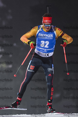 11.03.2020, xsoex, Biathlon IBU Weltcup NoveMesto na Morave, Sprint Herren, v.l. Benedikt Doll (Germany) in Aktion / in action competes