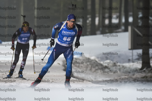 11.03.2020, xsoex, Biathlon IBU Weltcup NoveMesto na Morave, Sprint Herren, v.l. Didier Bionaz (Italy) in Aktion / in action competes