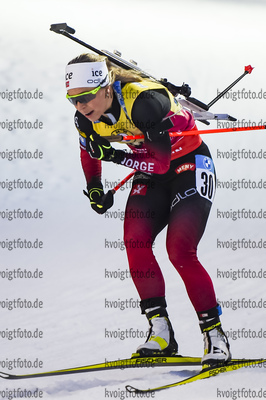 12.03.2020, xsoex, Biathlon IBU Weltcup NoveMesto na Morave, Sprint Damen, v.l. Tiril Eckhoff (Norway) in Aktion / in action competes
