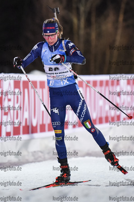 12.03.2020, xsoex, Biathlon IBU Weltcup NoveMesto na Morave, Sprint Damen, v.l. Michela Carrara (Italy) in Aktion / in action competes