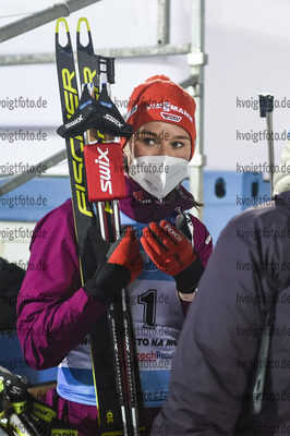 12.03.2020, xsoex, Biathlon IBU Weltcup NoveMesto na Morave, Sprint Damen, v.l. Denise Herrmann (Germany) im Ziel / in the finish