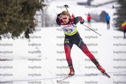 12.03.2020, xkvx, Biathlon IBU Cup Obertilliach, Sprint Herren, v.l. Sivert Guttorm Bakken (Norway)  / 