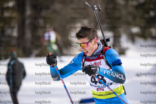 12.03.2020, xkvx, Biathlon IBU Cup Obertilliach, Sprint Herren, v.l. Guillaume Desmus (France)  / 