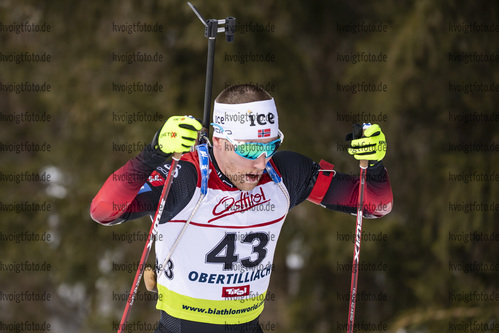 12.03.2020, xkvx, Biathlon IBU Cup Obertilliach, Sprint Herren, v.l. Erlend Bjoentegaard (Norway)  / 