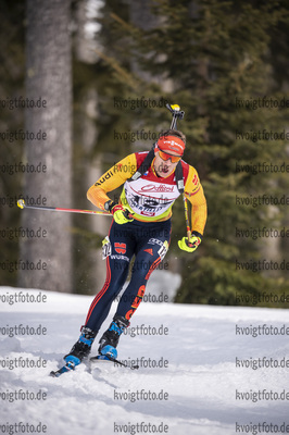 12.03.2020, xkvx, Biathlon IBU Cup Obertilliach, Sprint Herren, v.l. Simon Kaiser (Germany)  / 