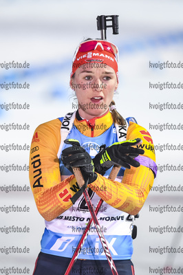 13.03.2020, xsoex, Biathlon IBU Weltcup NoveMesto na Morave, Verfolgung Damen, v.l. Denise Herrmann (Germany) im Ziel / in the finish