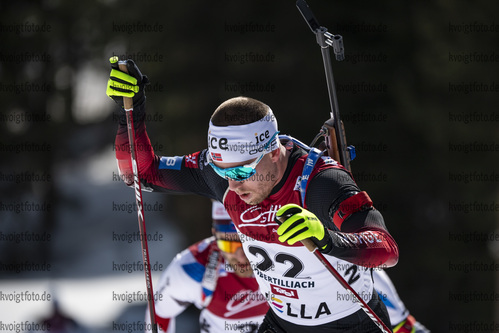 13.03.2020, xkvx, Biathlon IBU Cup Obertilliach, Sprint Herren, v.l. Erlend Bjoentegaard (Norway)  / 