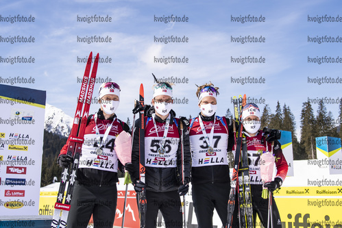 13.03.2020, xkvx, Biathlon IBU Cup Obertilliach, Sprint Herren, v.l. Sivert Guttorm Bakken (Norway), Aleksander Fjeld Andersen (Norway), Filip Fjeld Andersen (Norway) und Haavard Gutuboe Bogetveit (Norway)  / 
