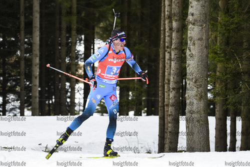14.03.2020, xsoex, Biathlon IBU Weltcup NoveMesto na Morave, Mixed-Staffel, v.l. Maillet Quentin Fillon (France) in Aktion / in action competes