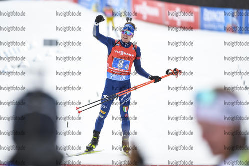 14.03.2020, xsoex, Biathlon IBU Weltcup NoveMesto na Morave, Mixed-Staffel, v.l. Lukas Hofer (Italy) im Ziel / in the finish