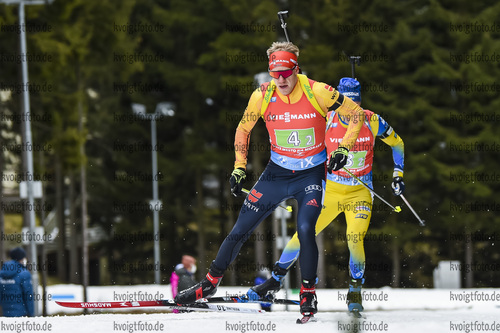 14.03.2020, xsoex, Biathlon IBU Weltcup NoveMesto na Morave, Singel-Mixed-Staffel, v.l. Roman Rees (Germany) in Aktion / in action competes