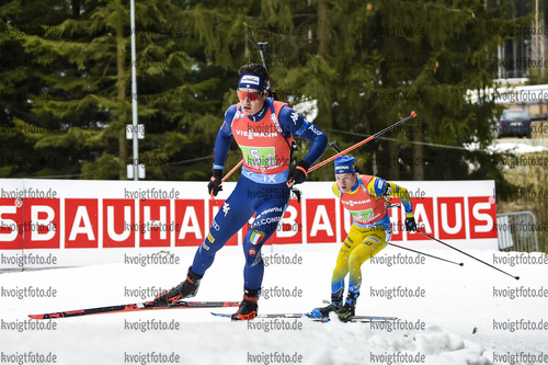 14.03.2020, xsoex, Biathlon IBU Weltcup NoveMesto na Morave, Singel-Mixed-Staffel, v.l. Tommaso Giacomel (Italy) in Aktion / in action competes