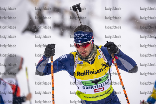 14.03.2020, xkvx, Biathlon IBU Cup Obertilliach, Single-Mixed-Staffel, v.l. Sebastien Mahon (France)  / 