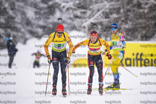 14.03.2020, xkvx, Biathlon IBU Cup Obertilliach, Single-Mixed-Staffel, v.l. Johannes Werner Donhauser (Germany) und Mareike Braun (Germany)  / 