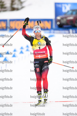 20.03.2021, xkvx, Biathlon IBU World Cup Oestersund, Verfolgung Damen, v.l. Tiril Eckhoff (Norway) im Ziel / at the finish