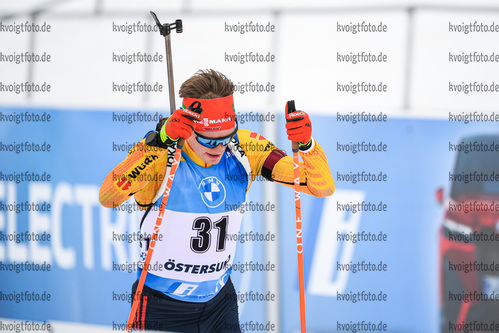 20.03.2021, xkvx, Biathlon IBU World Cup Oestersund, Verfolgung Herren, v.l. Benedikt Doll (Germany) in aktion / in action competes