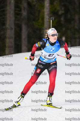 21.03.2021, xkvx, Biathlon IBU World Cup Oestersund, Massenstart Damen, v.l. Emilie Aagheim Kalkenberg (Norway) in aktion / in action competes