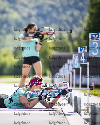 02.06.2021, xkvx, Biathlon Training Ruhpolding, v.l. Denise Herrmann (Germany), Marion Deigentesch (Germany) in aktion am Schiessstand at the shooting range