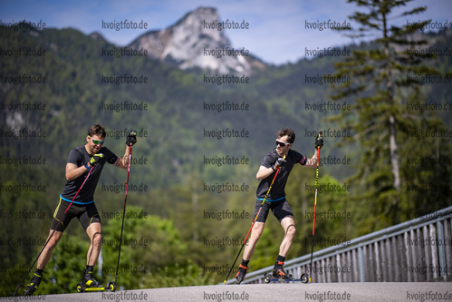 04.06.2021, xkvx, Biathlon Training Ruhpolding, v.l. Philipp Nawrath (Germany), Johannes Donhauser (Germany) in aktion in action competes