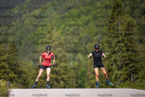 04.06.2021, xkvx, Biathlon Training Ruhpolding, v.l. Elisabeth Schmidt (Germany), Stefanie Scherer (Germany) in aktion in action competes