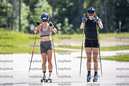 04.06.2021, xkvx, Biathlon Training Ruhpolding, v.l. Marion Deigentesch (Germany), Vanessa Voigt (Germany) in aktion in action competes