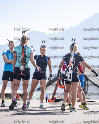 03.07.2021, xkvx, Biathlon Training Lavaze, v.l. Sturla Holm Laegreid (Norway), Karoline Offigstad Knotten (Norway), Ingrid Landmark Tandrevold (Norway), Tiril Eckhoff (Norway), Ida Lien (Norway)  