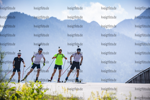 21.07.2021, xkvx, Biathlon Training Ruhpolding, v.l. Johannes Wallner (Germany), Elias Seidl (Germany), Leonhard Pfund (Germany), Linus Maier (Germany)  