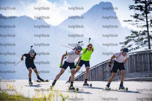 21.07.2021, xkvx, Biathlon Training Ruhpolding, v.l. Johannes Wallner (Germany), Elias Seidl (Germany), Leonhard Pfund (Germany), Linus Maier (Germany)  