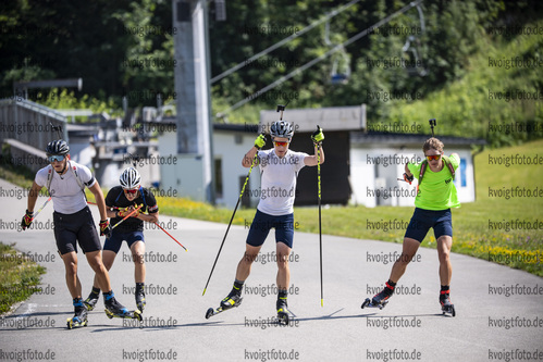 21.07.2021, xkvx, Biathlon Training Ruhpolding, v.l. Linus Maier (Germany), Johannes Wallner (Germany), Elias Seidl (Germany), Leonhard Pfund (Germany)  